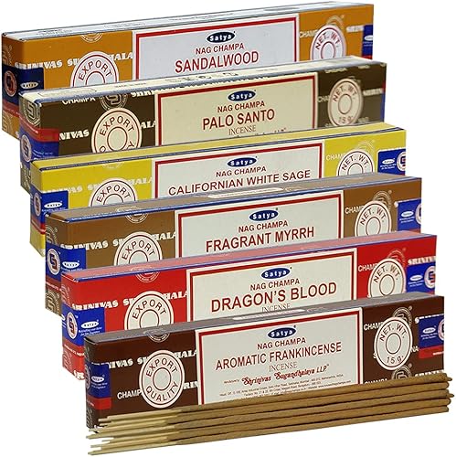 Vista 10 de Satya - Paquete surtido de varillas de incienso #1 y soporte para varillas de incienso con 6 fragancias de la serie natural