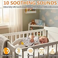 Vista 2 de BEREST Chupete para dormir recargable para bebé, 10 ruidos blancos de latidos cardíacos y canciones de cuna, ayuda para dormir con sensor de llanto