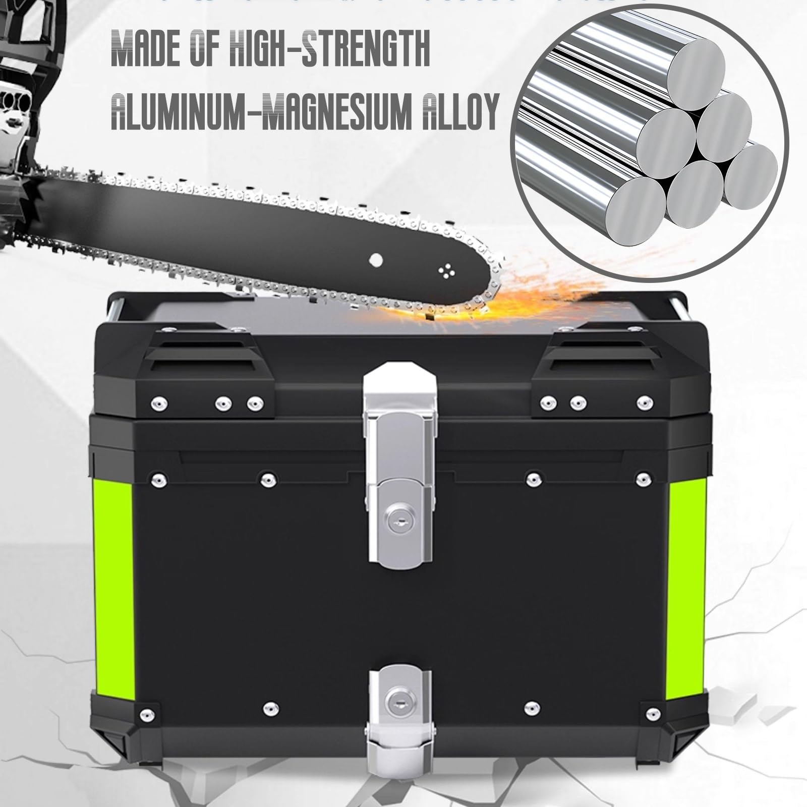 Bauletto Moto in Alluminio con Serratura per Casco E Bagagli | Impermeabile Con Piastra Di Montaggio E Fodera Interna, Universale Per Scooter E Moto(Argento,39*35*31cm/36L)