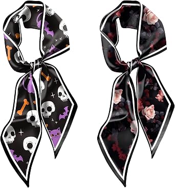 2PCS Hair Head Scarf Silk Feeling Long Satin Neck Satin Scarves for Handbag Cute Decoration Aesthetic Women 59 * 6.7