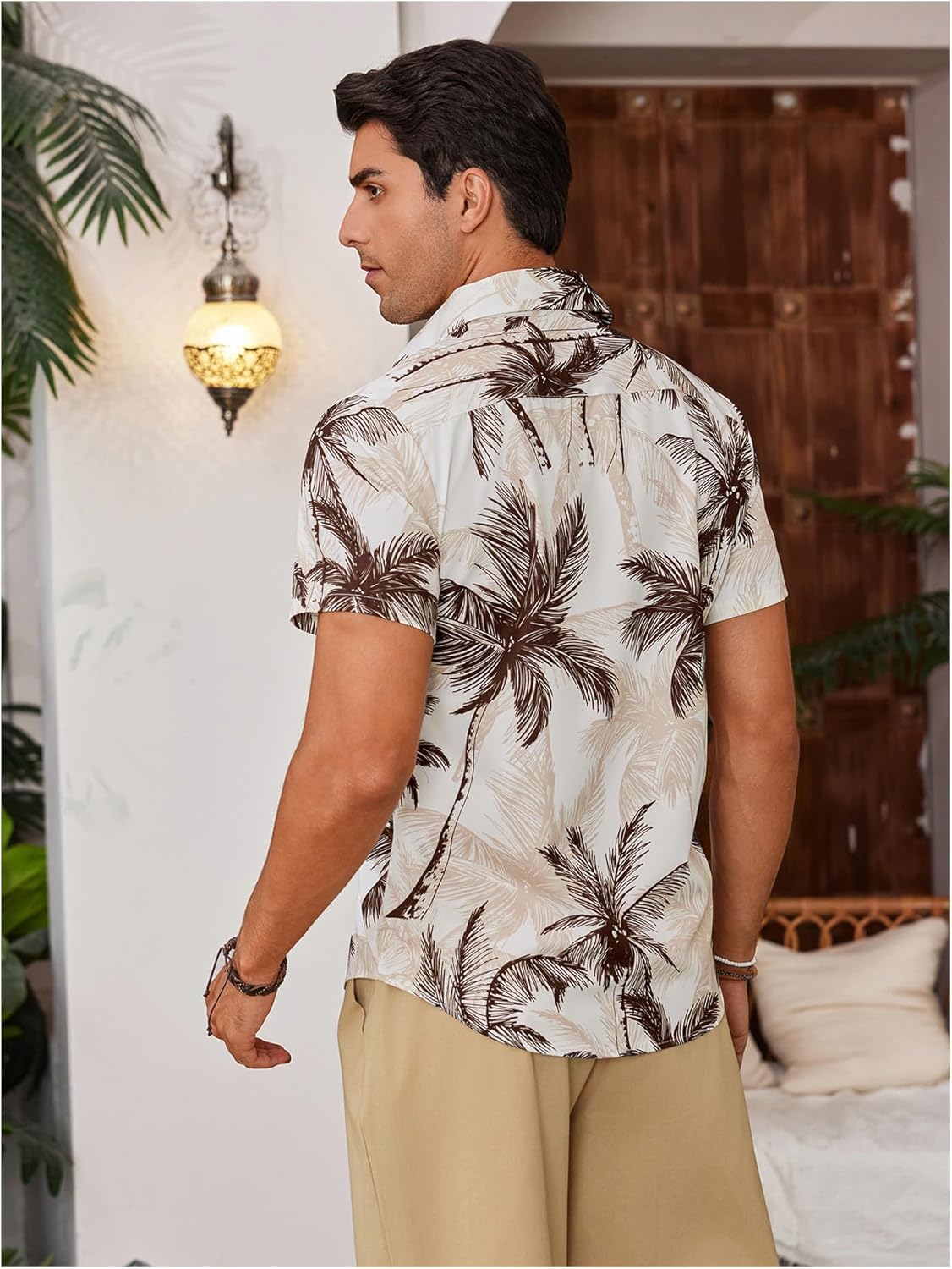 SweatyRocks Men's Hawaiian Tropical Shirt Short Sleeves Printed Button Down Summer Beach Casual Button Down Shirts - Image 2