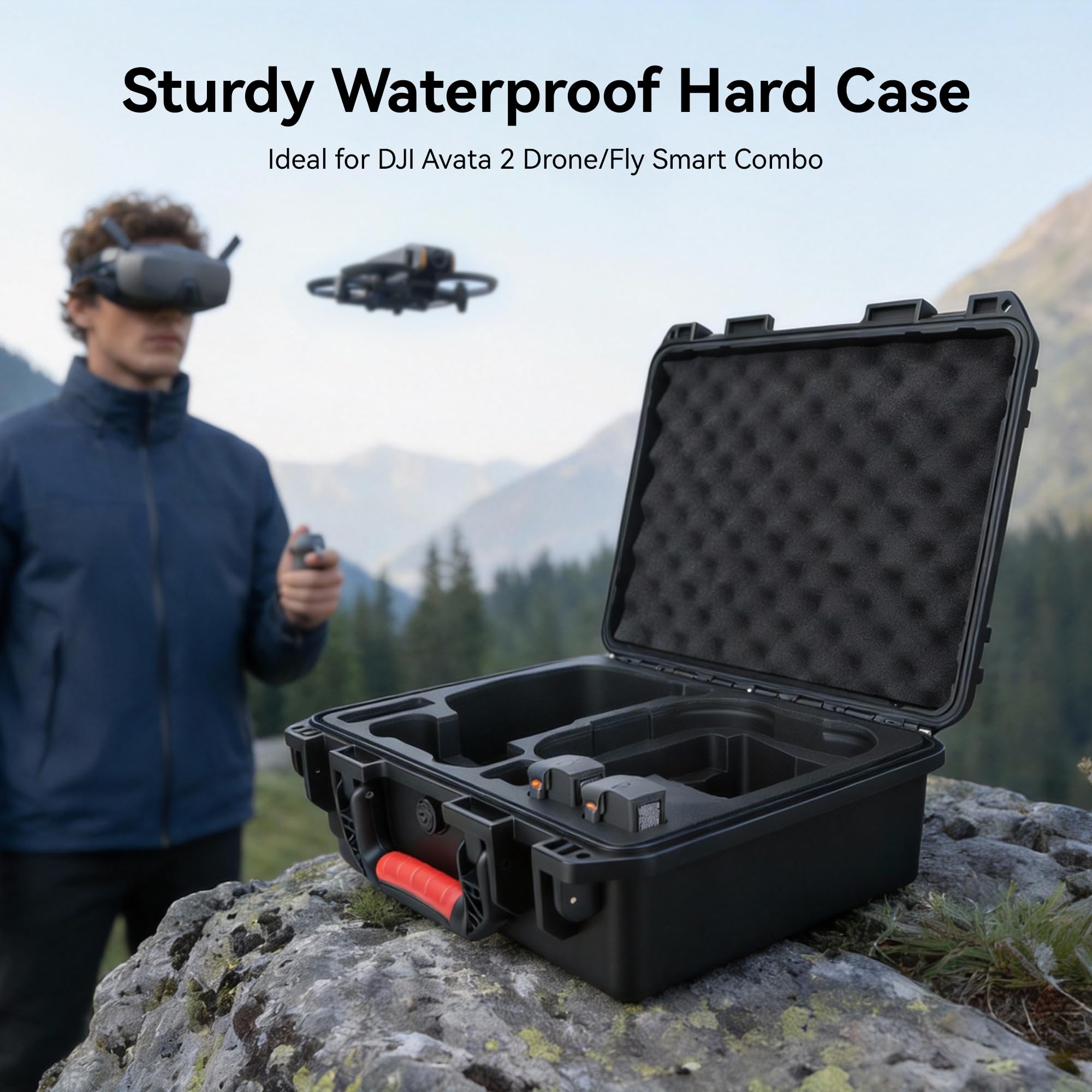 FPVtosky Funda rígida para DJI Avata 2 Drone/Fly Smart Combo (para DJI Goggles N3, solo funda), funda de transporte impermeable para RC Motion 3, control remoto FPV 3 y accesorios de batería