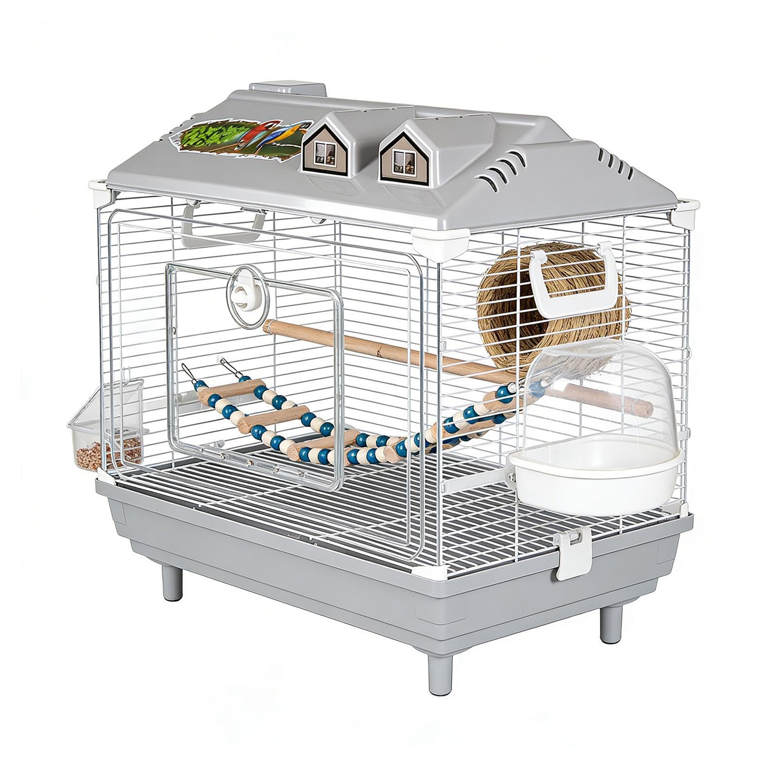 Jaula para Aves y Pájaros Transportín Transparente Portátil para Cacatúas | Jaulas Para Pájaros Con Percha De Madera Para Periquitos Para Canarios, Agapornis, Guacamayos, Conuros, Cacatúas Y Para