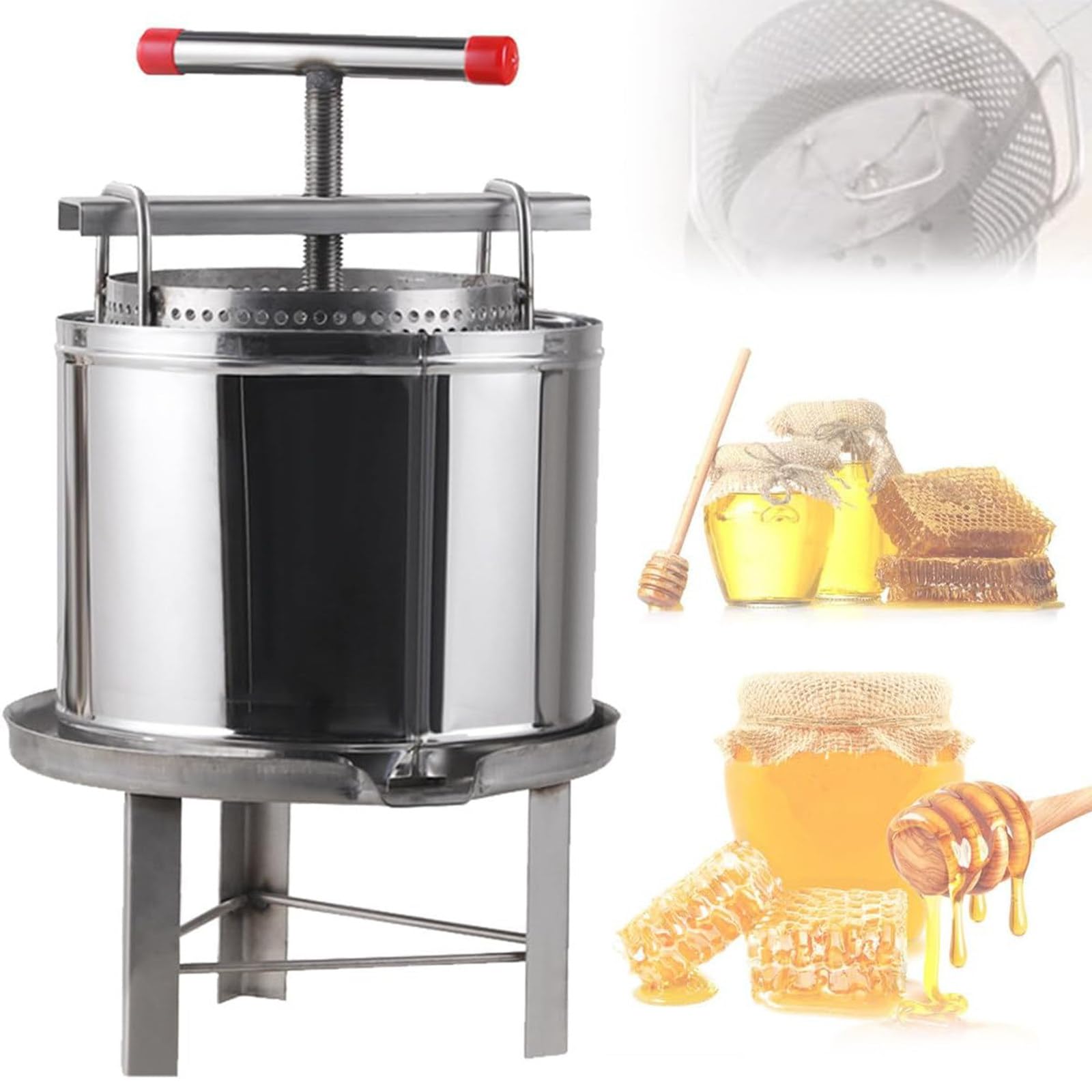 Extractor Manual De Miel De Acero Inoxidable,Máquina Manual De Prensa De Miel For El Hogar,Gran Prensa De Miel,con Mango En Forma De T