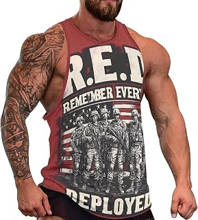 R.E.D. Remember Everyone Deployed Men's Muscle Tank Top Sleeveless Workout Tank Shirts Gym Fitness Tees Vest