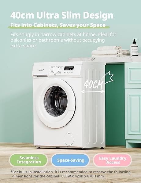COMFEE' Freestanding Washing Machine,6KG Load,Heat Wash 90℃,Quick Wash,15 Washing Programs,White-CFE10EW60/W - 5