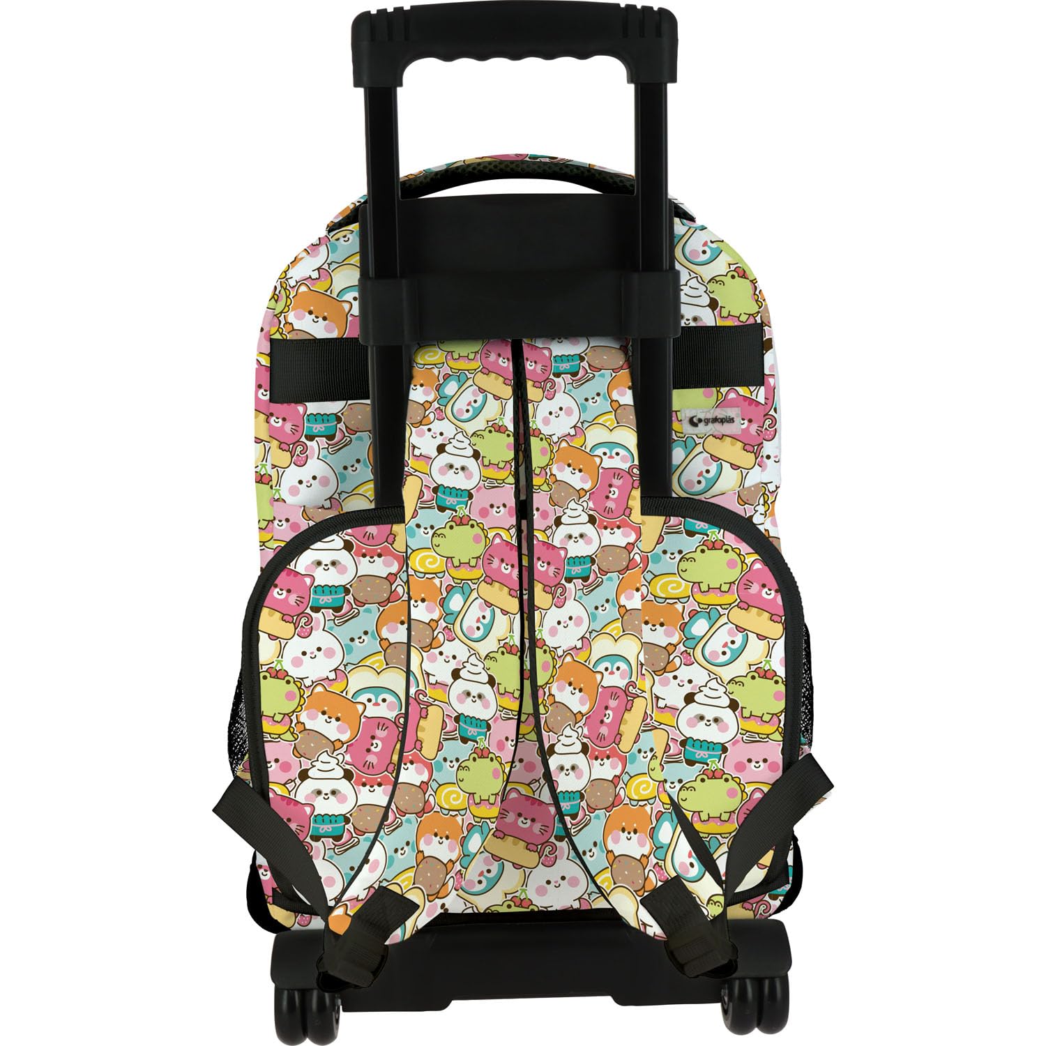 Grafoplas - Mochila Escolar con Ruedas, Carro Integrado, 29 Litros, 52x37x25cm, Modelo Roller, Colección Kawaii Bits & Bobs, Perfecto Material Escolar Infantil y Primaria