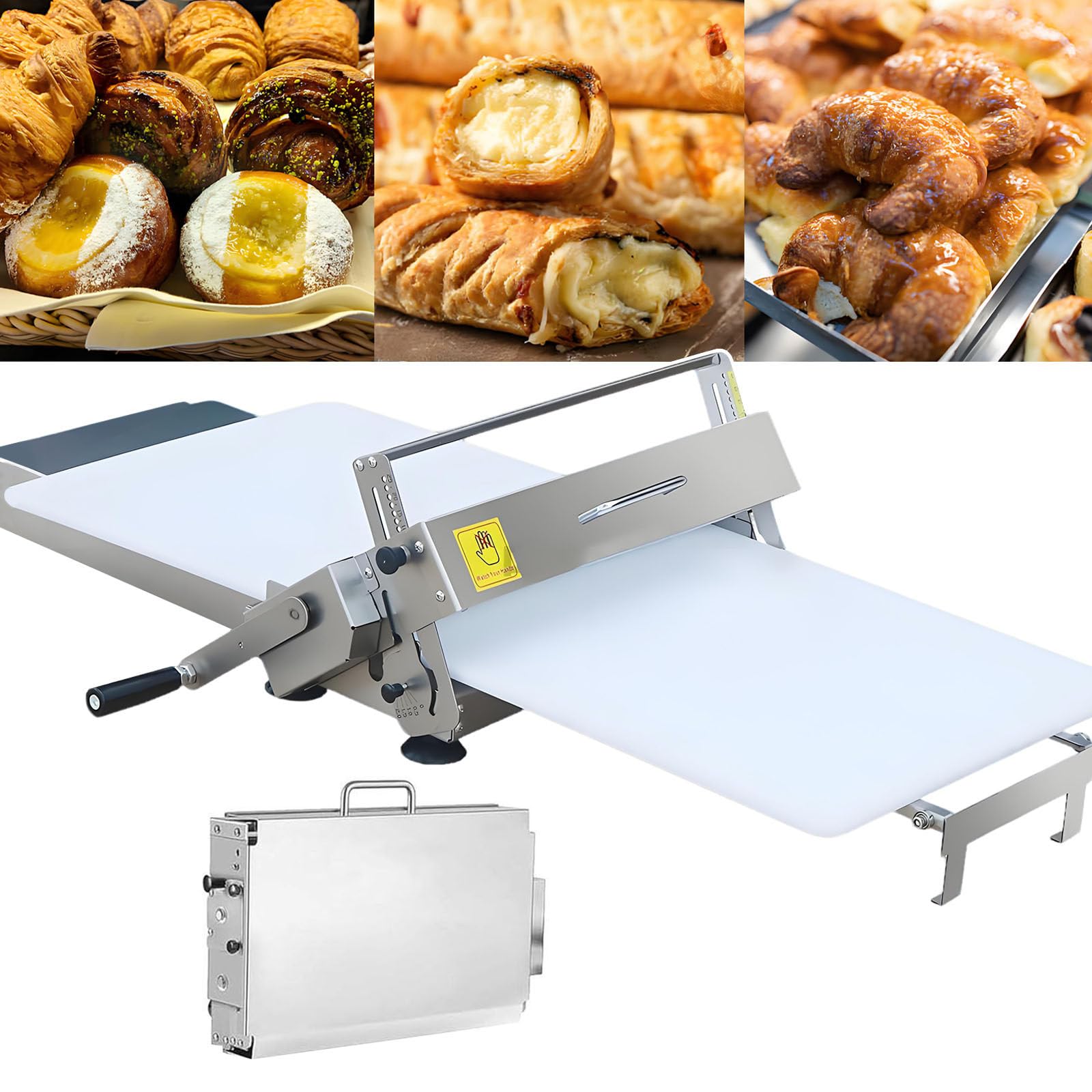 Laminoir à Pâte Pliable, Compact Machine à Plier La Pâte, Laminoir Manuel, épaisseur Réglable, Laminoir Patisserie en Acier Inoxydable, pour Pizzas, Croissants Et Pâtisseries m300