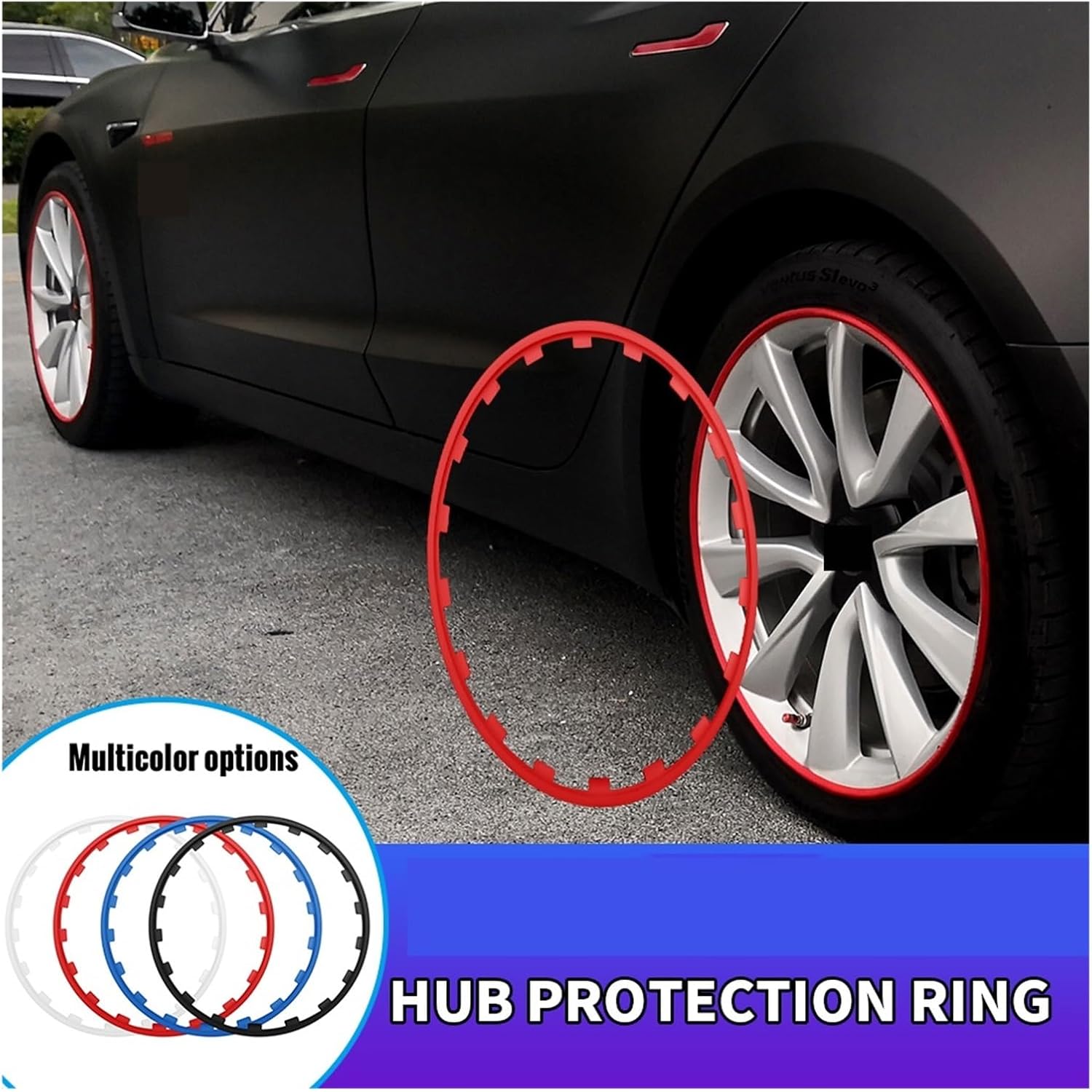 Wheel Hub Rim Protector Strip Rubber Tire Decoration for Tesla Model 3 Y X Z 2017-2023 - 4PCS Car Protection Accessories