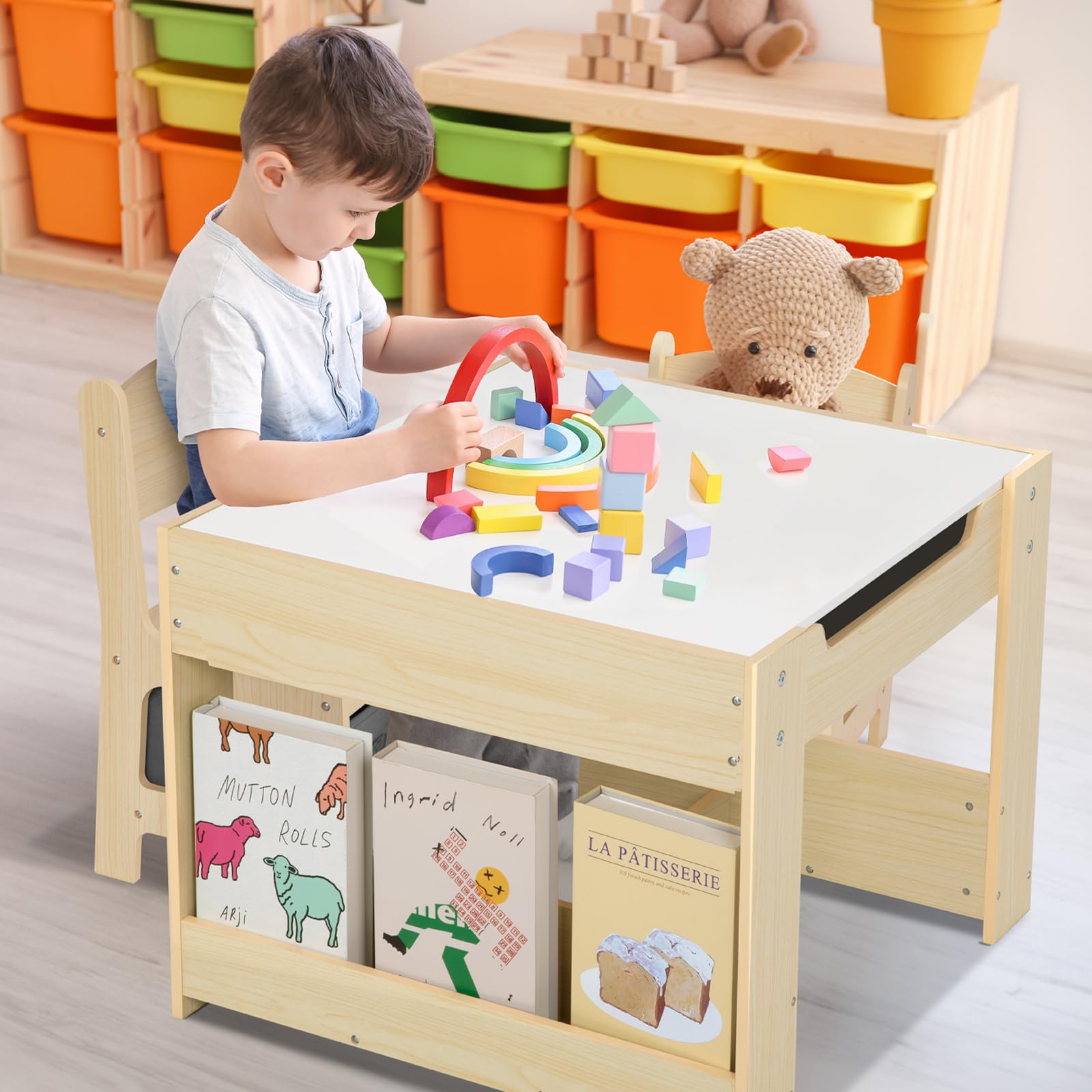 Taburete De Madera Para Niños - Silla Portátil Con Respaldo, Antideslizante, Para Juegos Y Comedor