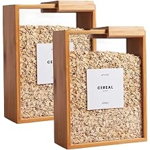 Cereal Containers Storage, 2Pcs Food Storage Container, Bamboo Rice Dispenser with Removable Lids, Kitchen Cereal Containers