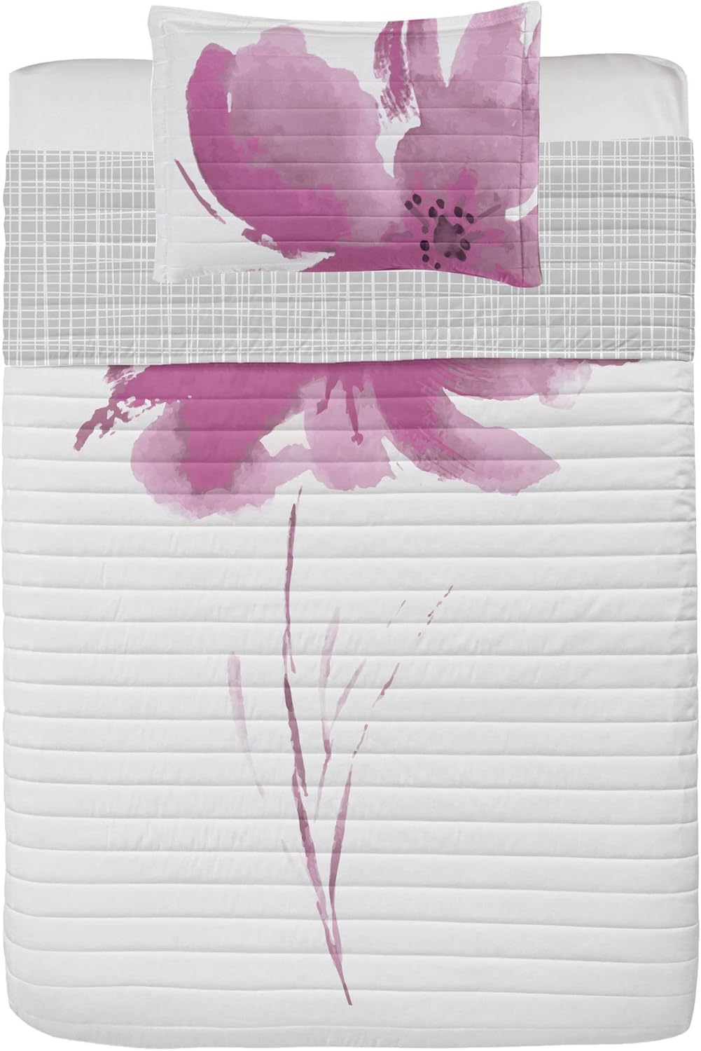 Ambesonne Watercolor Flower Reversible Bedspread Set