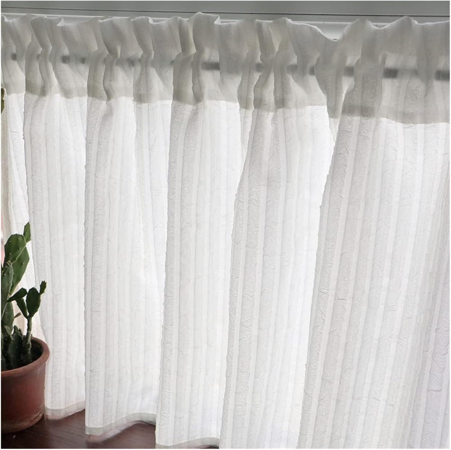 Window Curtain,Valance Curtains Sheer Valance Curtain,Window curtains,Cafe Kitchen Curtains, Sheer Voile Short Curtains Draperies Half Curtains Romantic Valance for Small Window Decoration(H50CM,W200C