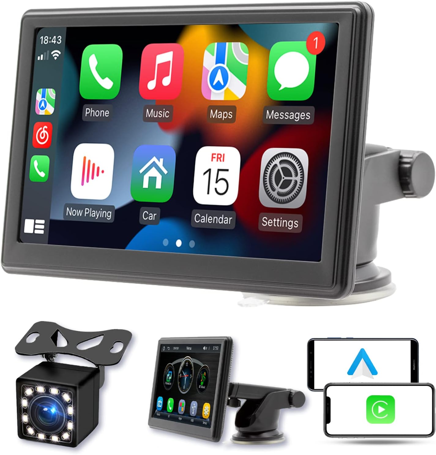 Nideocion B500W Portable Apple CarPlay Screen and Reversing Camera