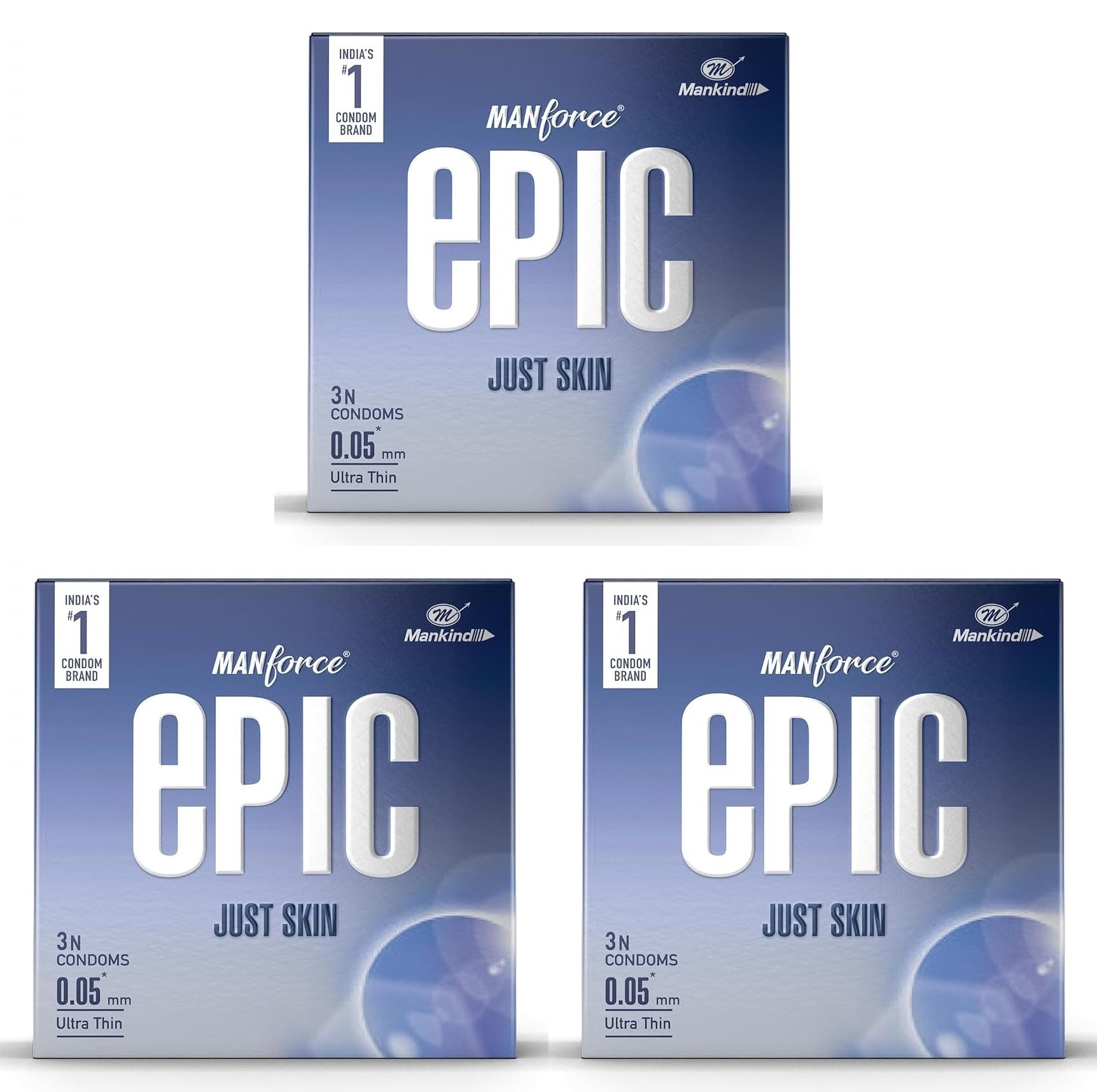 Manforce Epic Just Skin Ultra Thin Condoms (0.05mm) - Super Thin Design for Real Skin Natural Feel, Premium Lubricated Latex - Pack of 3 x Pack of 3-picture-28