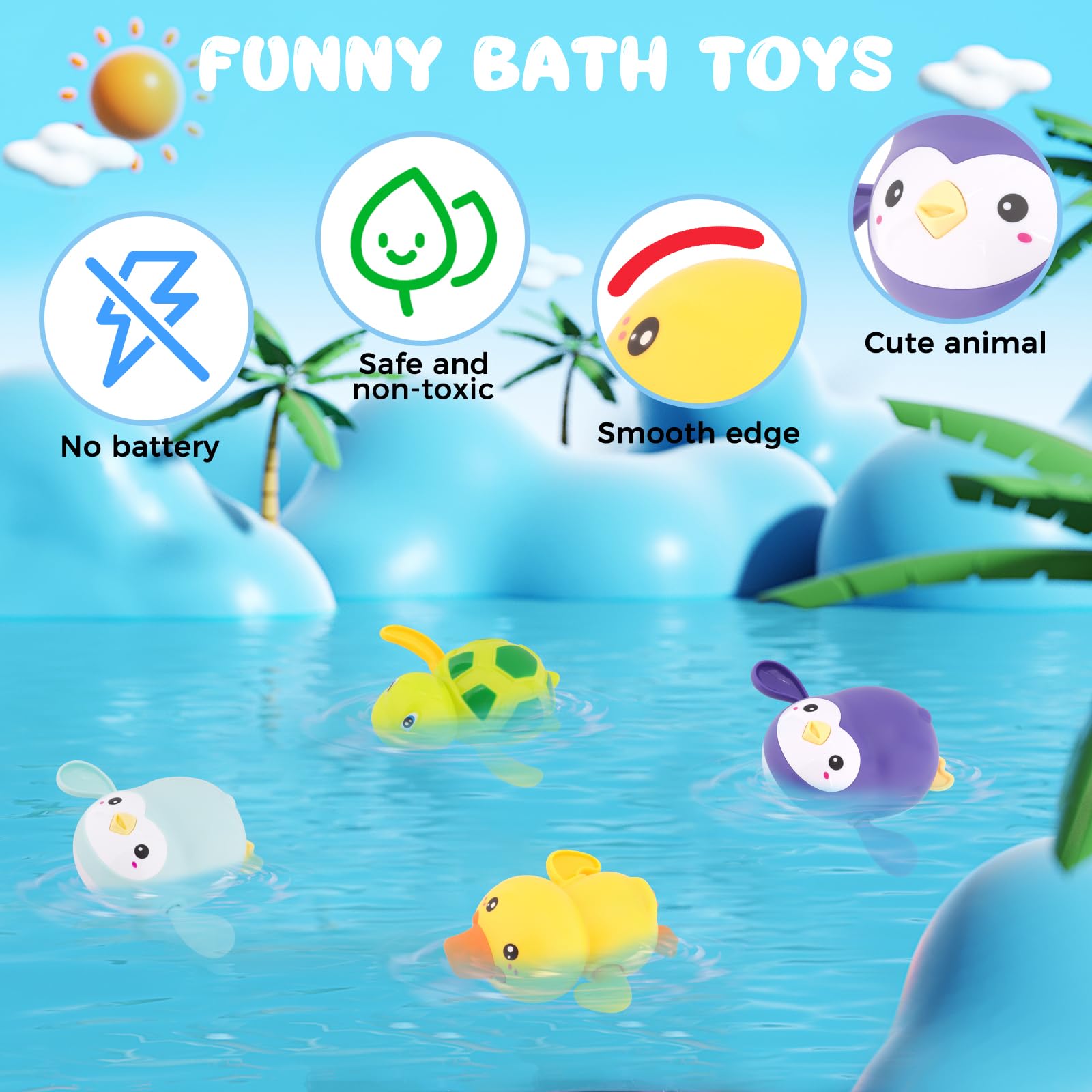 Bieco Set Giocattoli Da Bagno Con 5 Animaletti (Balena, Foca, Rana, Anatra, Pesce) E Rete Ventosa, Per Bambini 12+ Mesi - 3