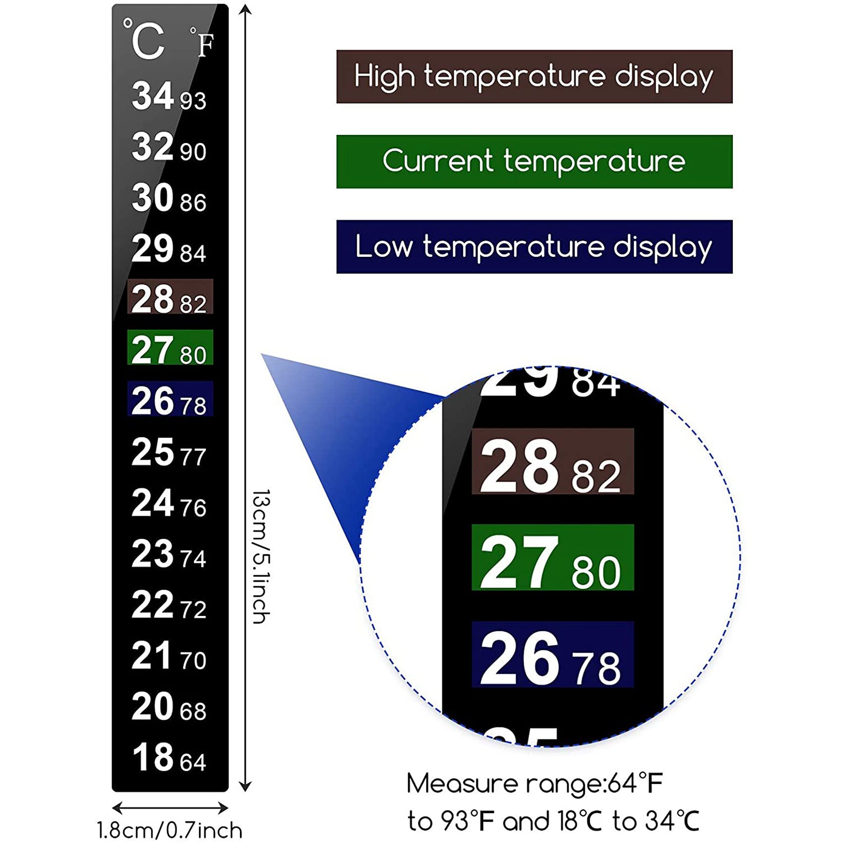 144 Stück Digitaler Temperatur Aufkleber Selbst Klebendes Thermometer Streifen Fermenter Selbst Klebendes Kristall Streifen Aquarium Thermometer