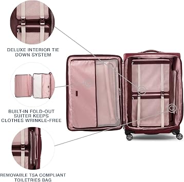 Travelpro Platinum Elite Softside Expandable Spinner Wheel Luggage, Bordeaux, Checked-Large 29-Inch, Platinum Elite Softside Expandable Spinner Wheel Luggage