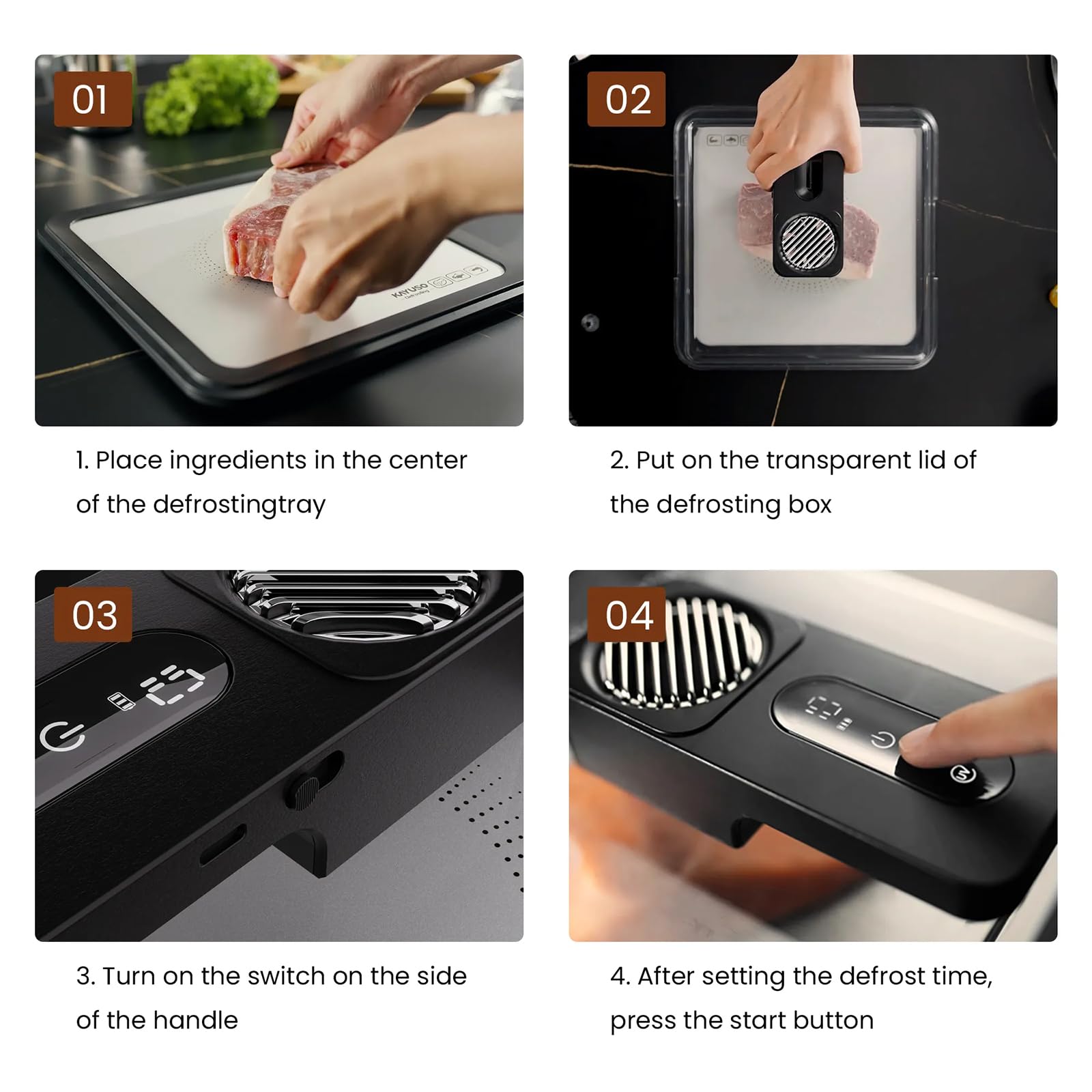 Scatola elettrica per scongelare gli alimenti, 4,2 l, vassoio per scongelare carne congelata con controller intelligente, per campeggio e cucina