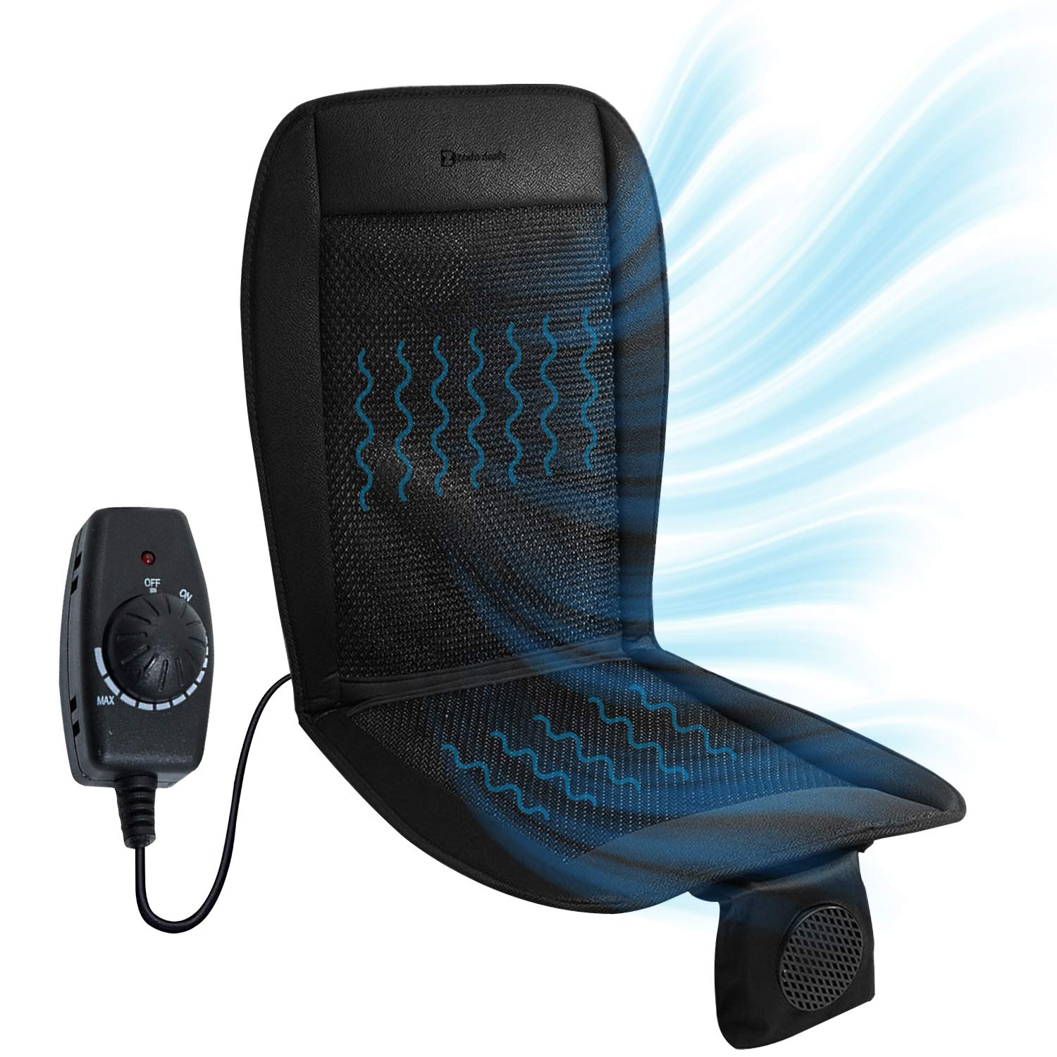 Car Seat Cooler Cushion 12V- Zento Deals air conditioned ventilated seat mattress pad, Cool Black Air Seat Cushion Perfect for Sweaty Back on Intense Summer Days