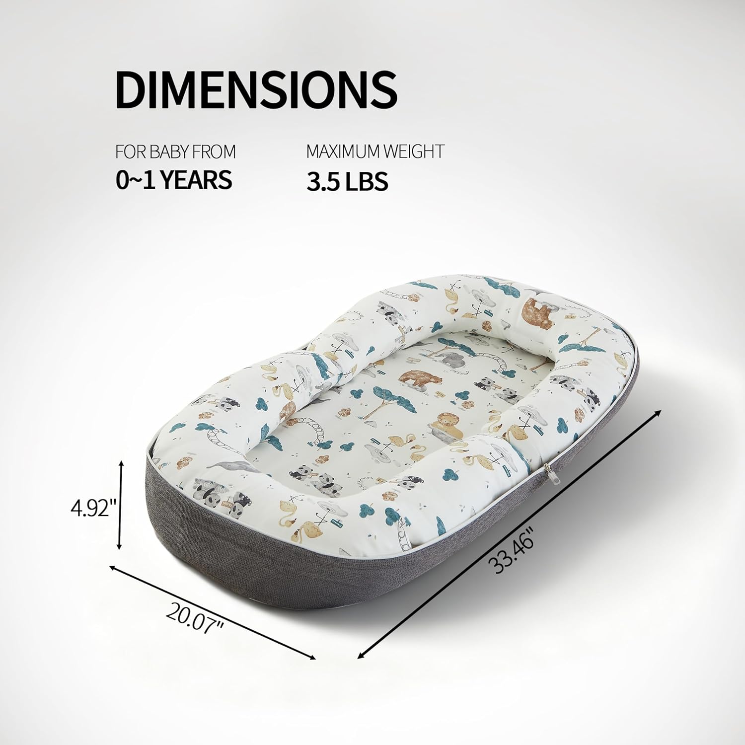 Baby Lounger for Newborn, 0-12 Months, Portable Infant Lounger Pillow with Adjustable Support, Soft Breathable Cover, Folds Into Backpack for Travel, Ideal for Home & Outdoor Use - White - Image 8