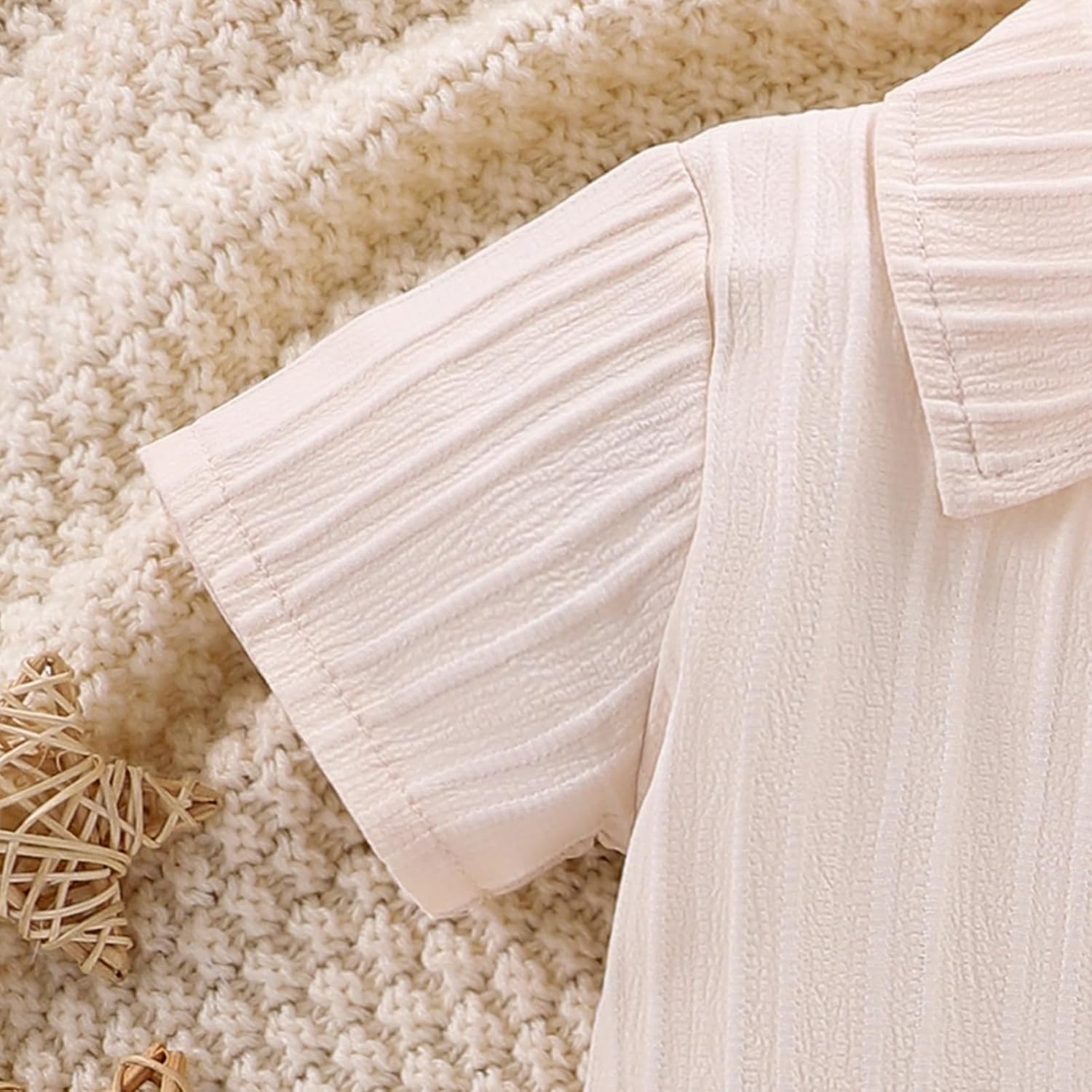 Toddler Baby Boys Clothes Ribbed Button-Down Shirt Tops +Shorts Pocket Outfit 2 PCS set 12 Months-5T Without Tee - Image 5