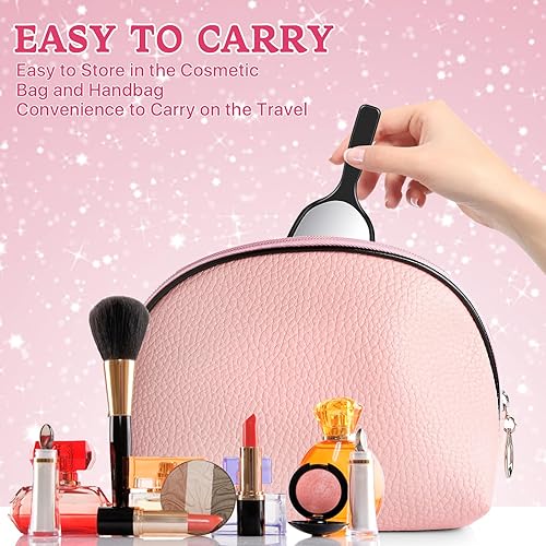 Miniatura 4 de 49 piezas de espejo de mano con mango a granel, espejo de viaje compacto de plástico, pequeño espejo de mano portátil cosmético cosmético de 6.82 x