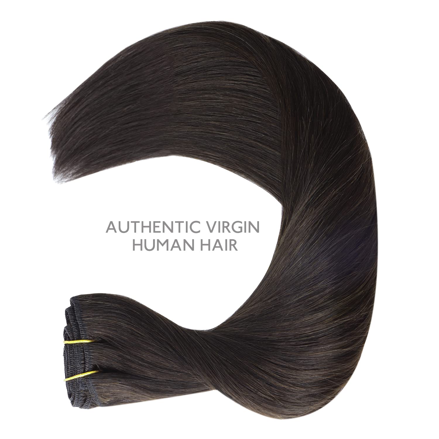 WENNALIFE Remy - Extensiones de clip de pelo natural, 70 g, 7 unidades, 50 cm, color marrón oscuro — view 5