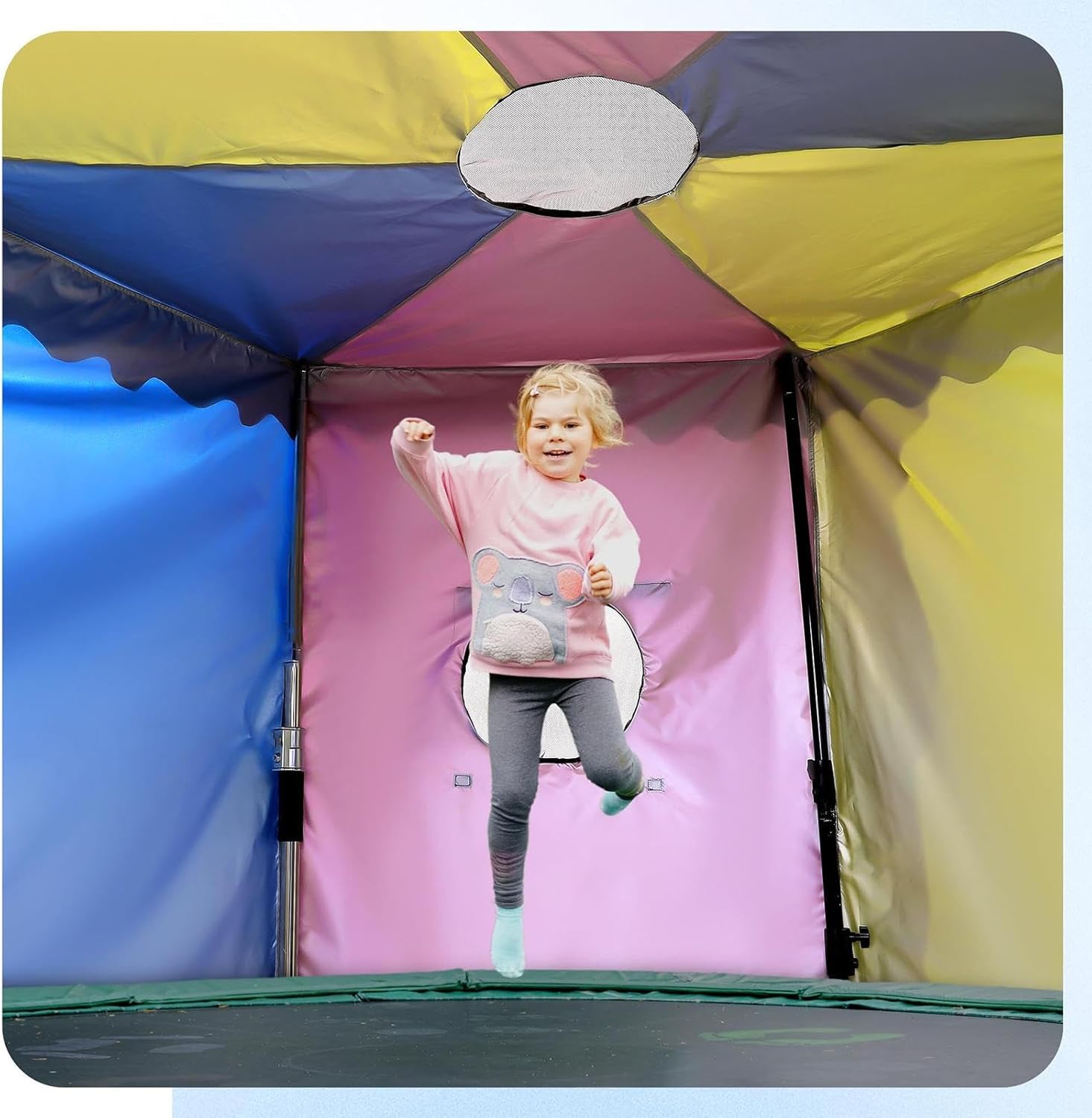 Trampoline Canopy - Waterproof Tent, UV Shield Cover | Sunshade Fabric Roof for Pool Party Birthday Outdoor Use Kids Play Area Rain Protection Backyard Shelter Enclosure Tarp Accessories Setup