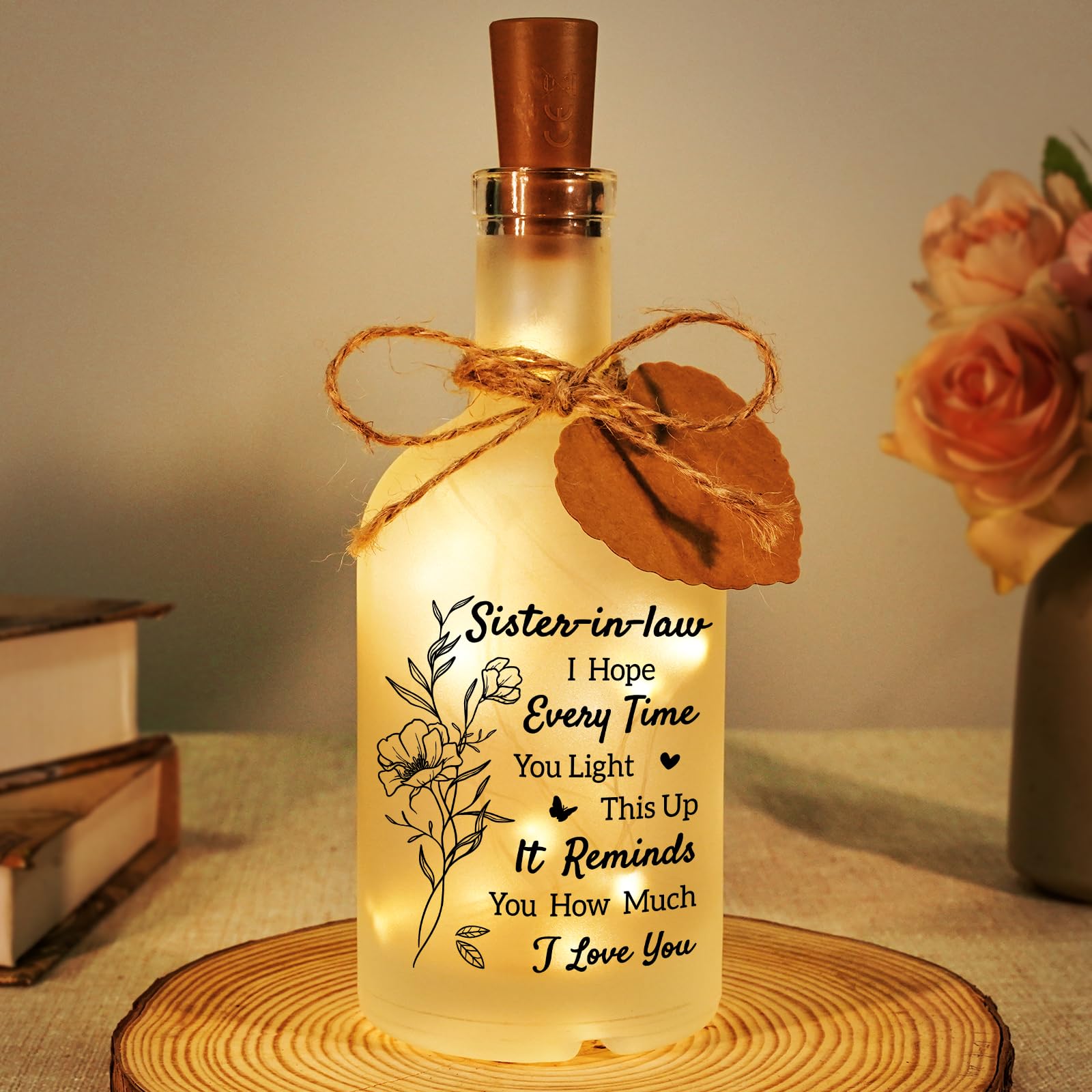 Sister in Law Gifts, Gift for Sister in Law - LED Bottle Decorative Light Birthday Gift for Sister in Law, Perfect Mothers Day Christmas Gifts for Sister in Law, Presents for Sister in Law — image 1