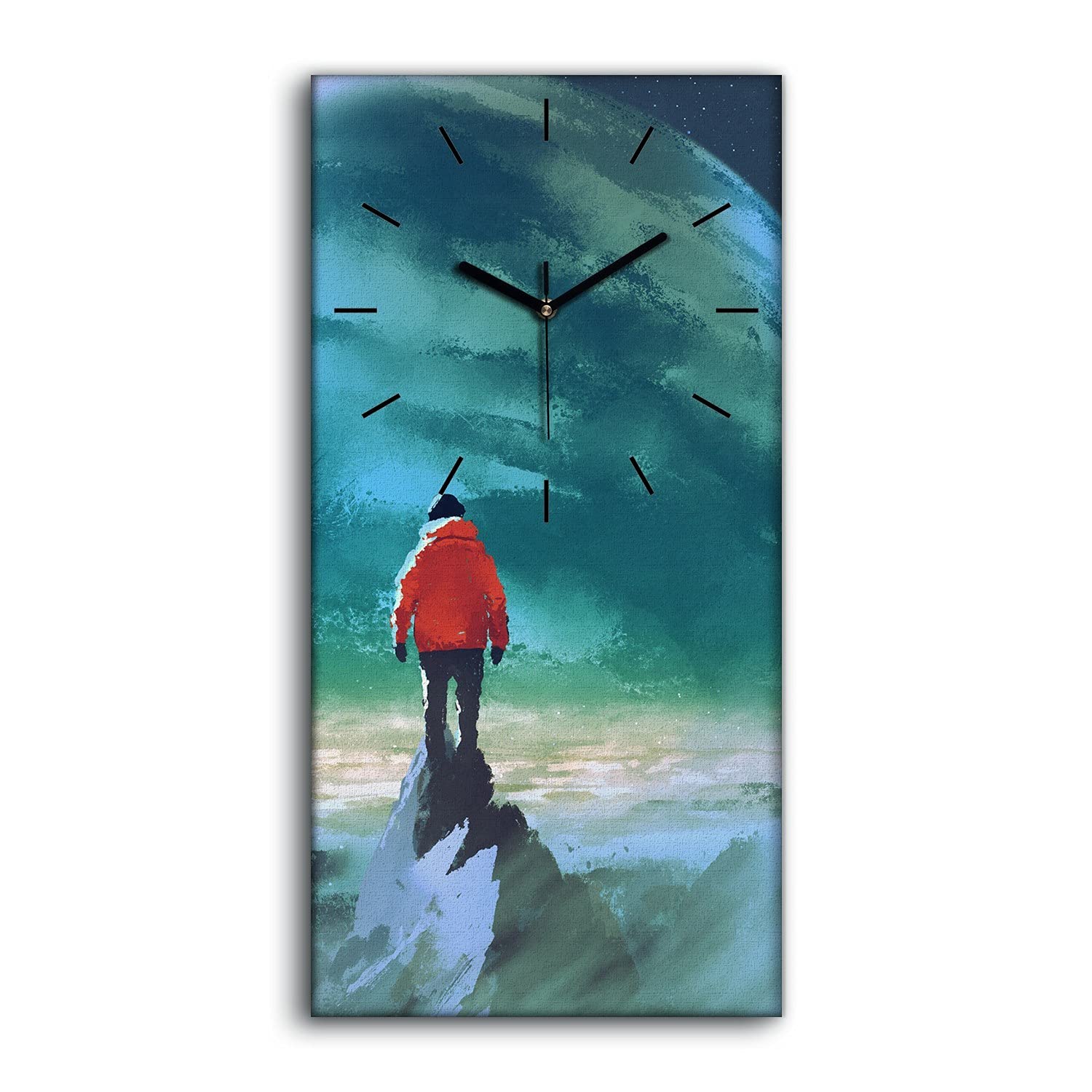 Horloge sur toile moderne 30x60cm grand tableau mural silencieux déco salon chambre