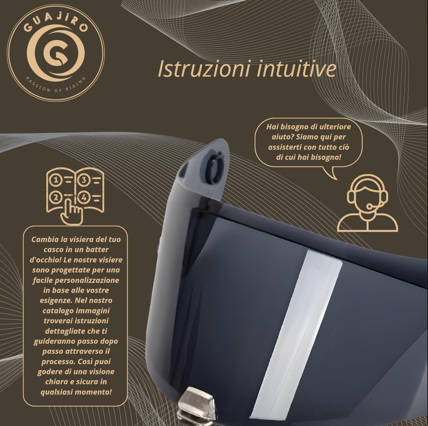 Guajiro - Visiera Casco Compatibile con HJC HJ26 - RPHA11 - HJC RPHA70 - (CARBON) | Schermo Casco con supporto Pinlock Antifog e sistema Tear-off | Policarbonato di Alta Qualità (Rosso)