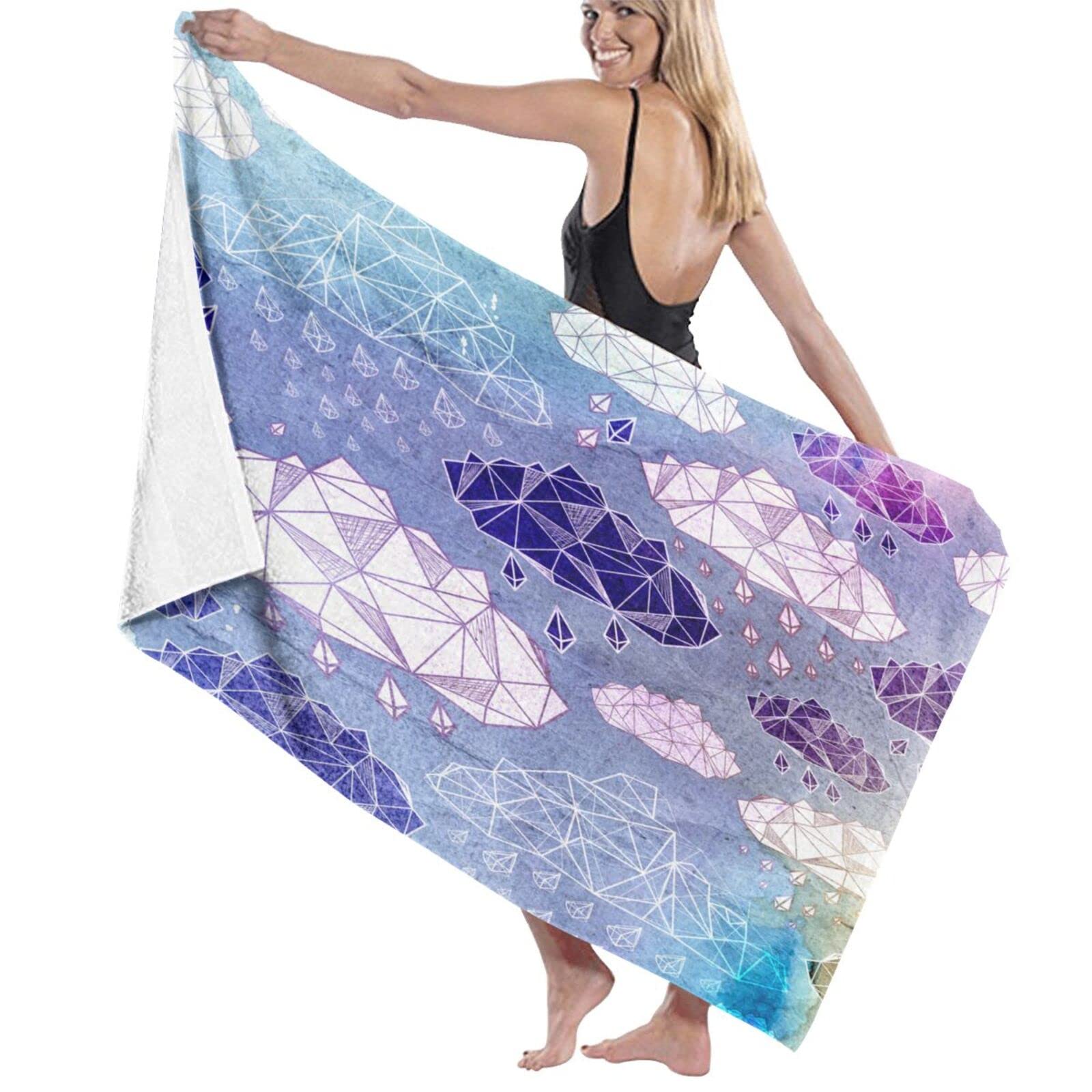 Serviette de plage et douche 80 x 130 cm compacte aquarelle antique de nuages