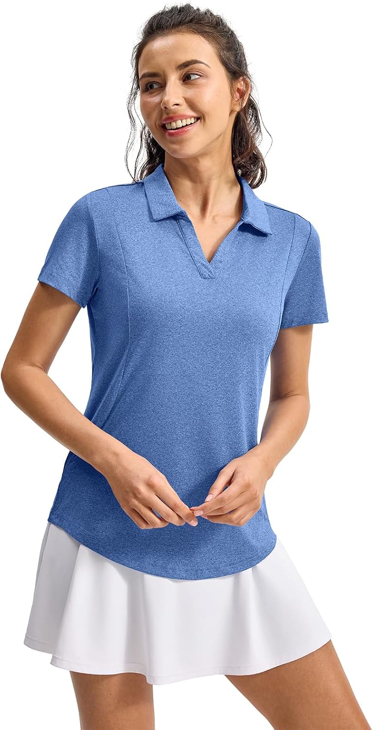 YSENTO Womens Golf Apparel Shirts Clothes V-Neck Tops Collared UPF 50+ Dry Fit Short Sleeve Tennis Polo Shirts - Image 2