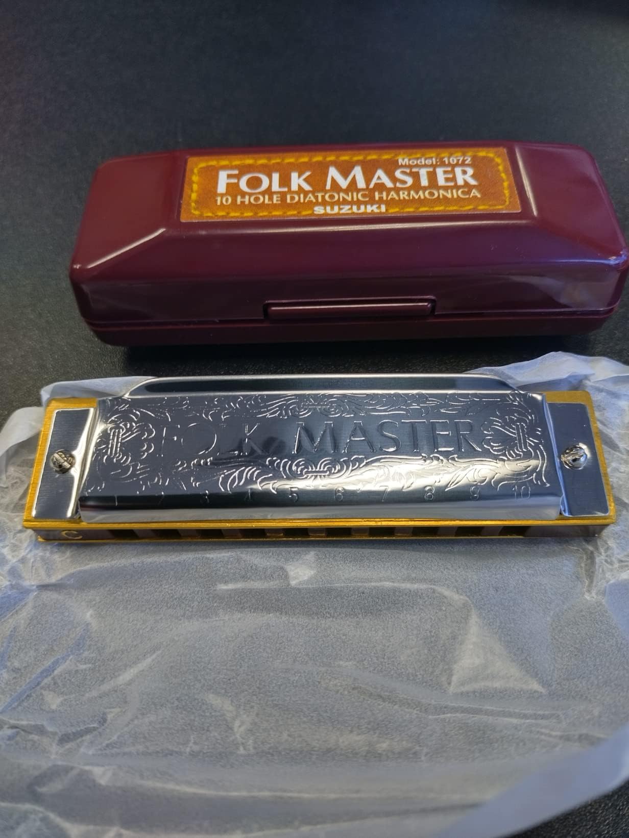 Folkmaster 1072-C Standard Beginner Diatonic Blues Harmonica Gaita 10 Holes Key of C Musical Instrument