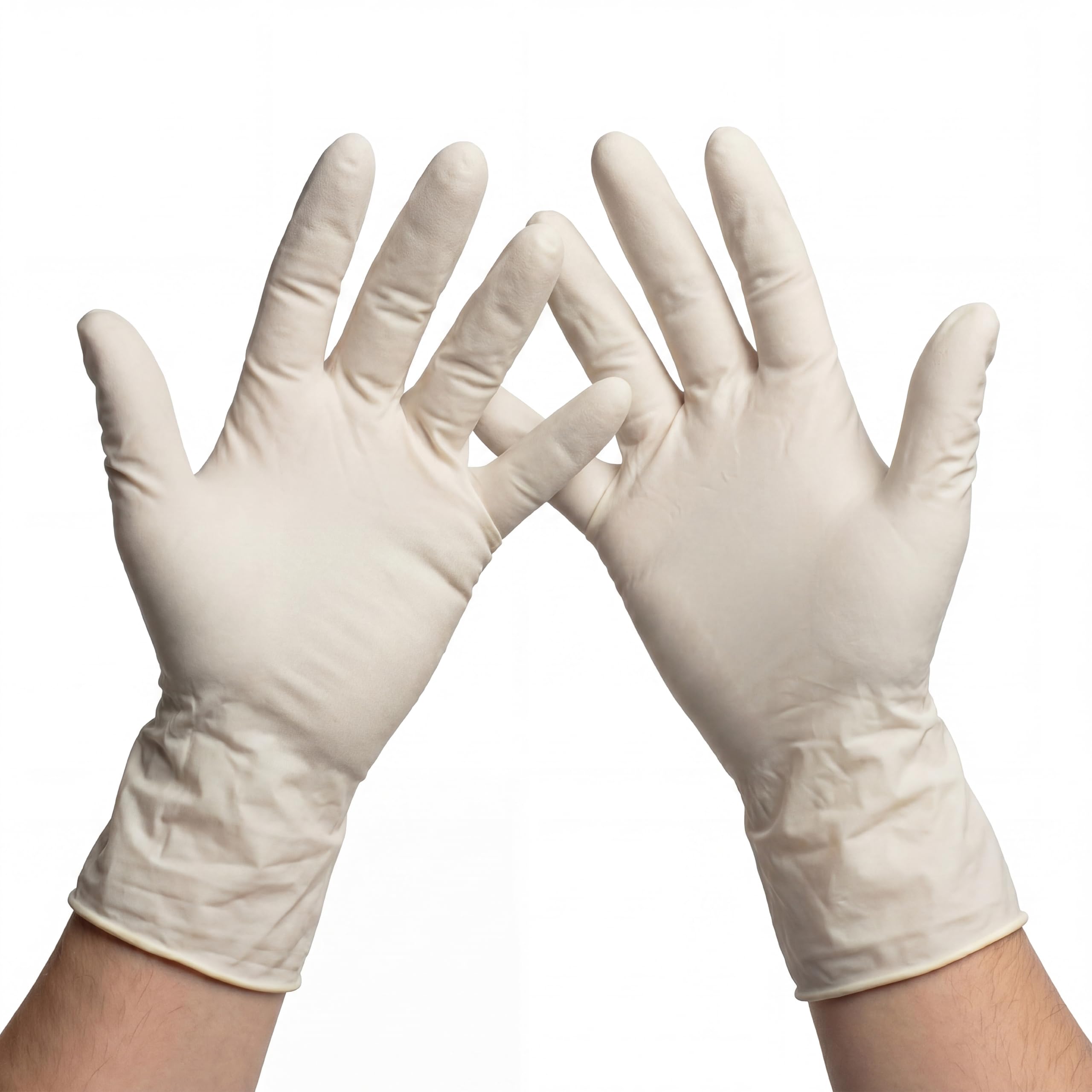 KMINA Latex Handschuhe (100 Stück) Puderfrei Größe S Einweg Weiß Texturierte Oberfläche Beidhändig mit Rollrand für Reinigung Werkstatt Haushalt und Sicheren Griff bei Günstiger Preis