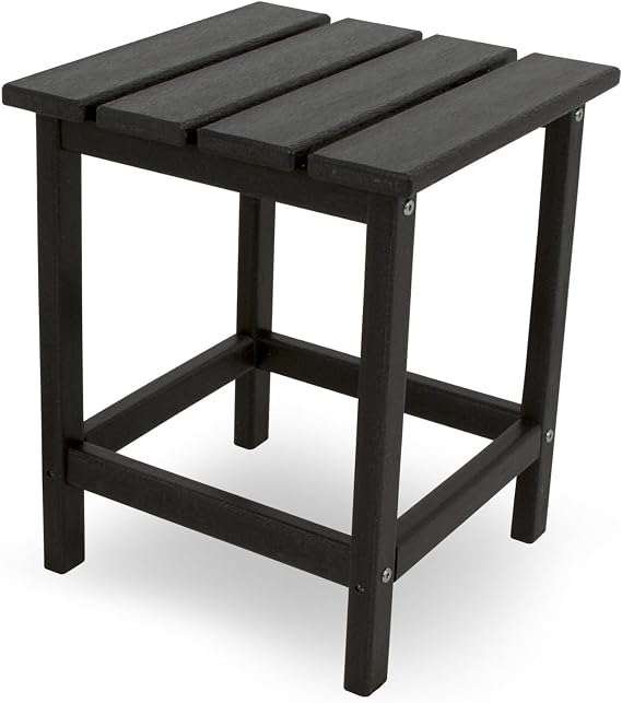 POLYWOOD NCC2280MA-P Nautical Arms Chaise, Black & ECT18BL Long Island 18 Side Table, Black