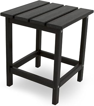 POLYWOOD NCC2280MA-P Nautical Arms Chaise, Black & ECT18BL Long Island 18 Side Table, Black