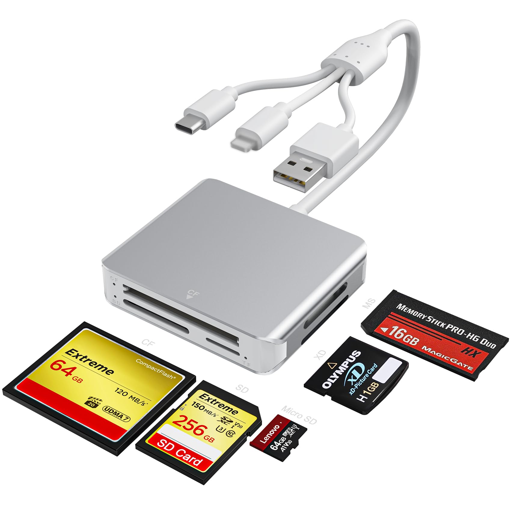 Memory Stick Pro Duo Adapter 5-in-1 Card Reader with Lightning/USB