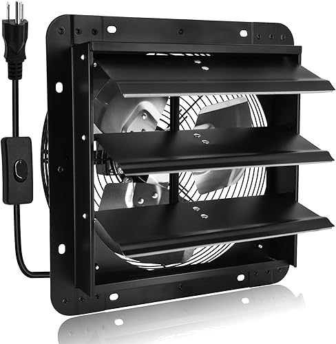 Miniatura 15 de Criditpid 14 Inch Shutter Exhaust Fan with Speed Controller, 1088 CFM High Speed Vent Fan with Adjustable Thermostat, 1700 RPM Wall Mounted Kitchen