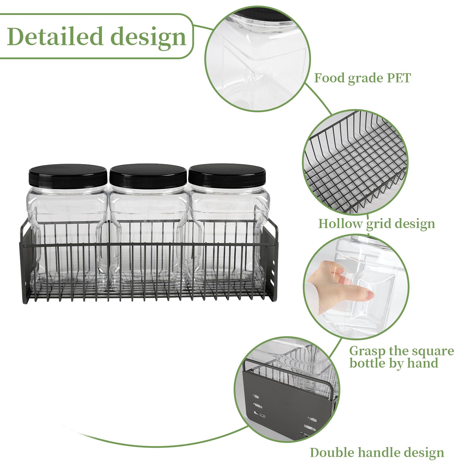 APITOS Dog Treat Jar Set of 3, Large Dog Treat Container for Kitchen Countertop Airtight Plastic Pet Biscuit Snack Tin - Image 2