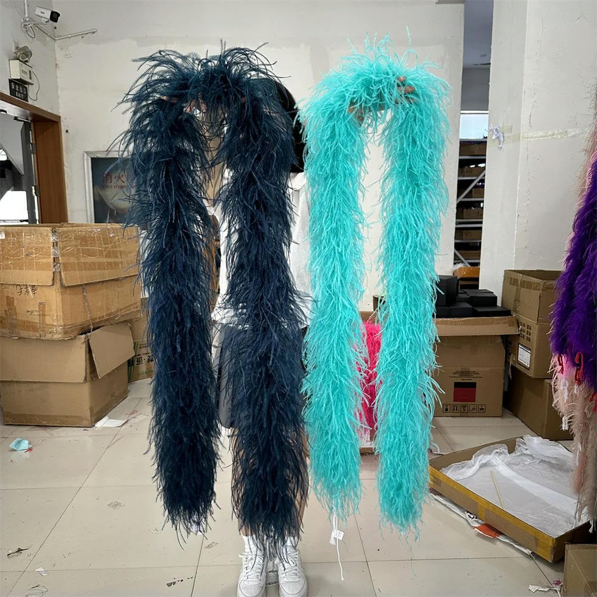 6PLY Boa di Struzzo Decorazioni per Abiti Accessori Abbigliamento in Edge Soffice Scialle Verde Boa di Struzzo 6 ply-25-6PLY 2M