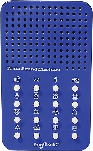 Miniatura 9 de Train Noisemaker con 16 sonidos, silbatos de tren, bocinas, conductores y ruidos del motor, tablero de sonido electrónico portátil con temática de