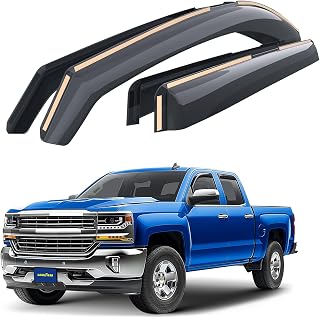Goodyear Shatterproof in-Channel Window Deflectors for Trucks Chevrolet (Chevy) Silverado/GMC Sierra 2014-2018 Double Cab, Rain Guards, Window Visors, Vent Deflector,Truck Accessories, 4pcs- GY003417