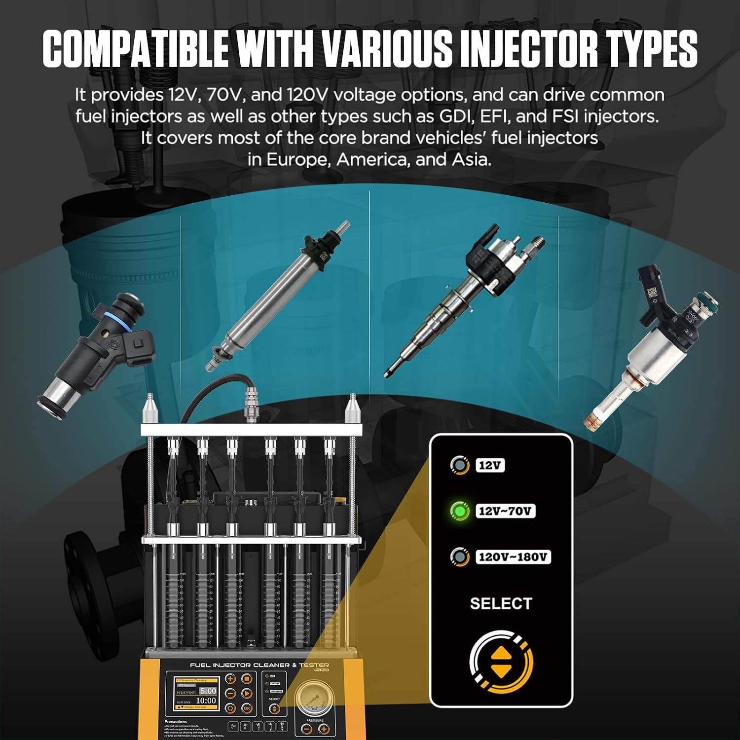 FN606 Fuel Injector Cleaner Machine, 6-Injector GDI Piezo Tester