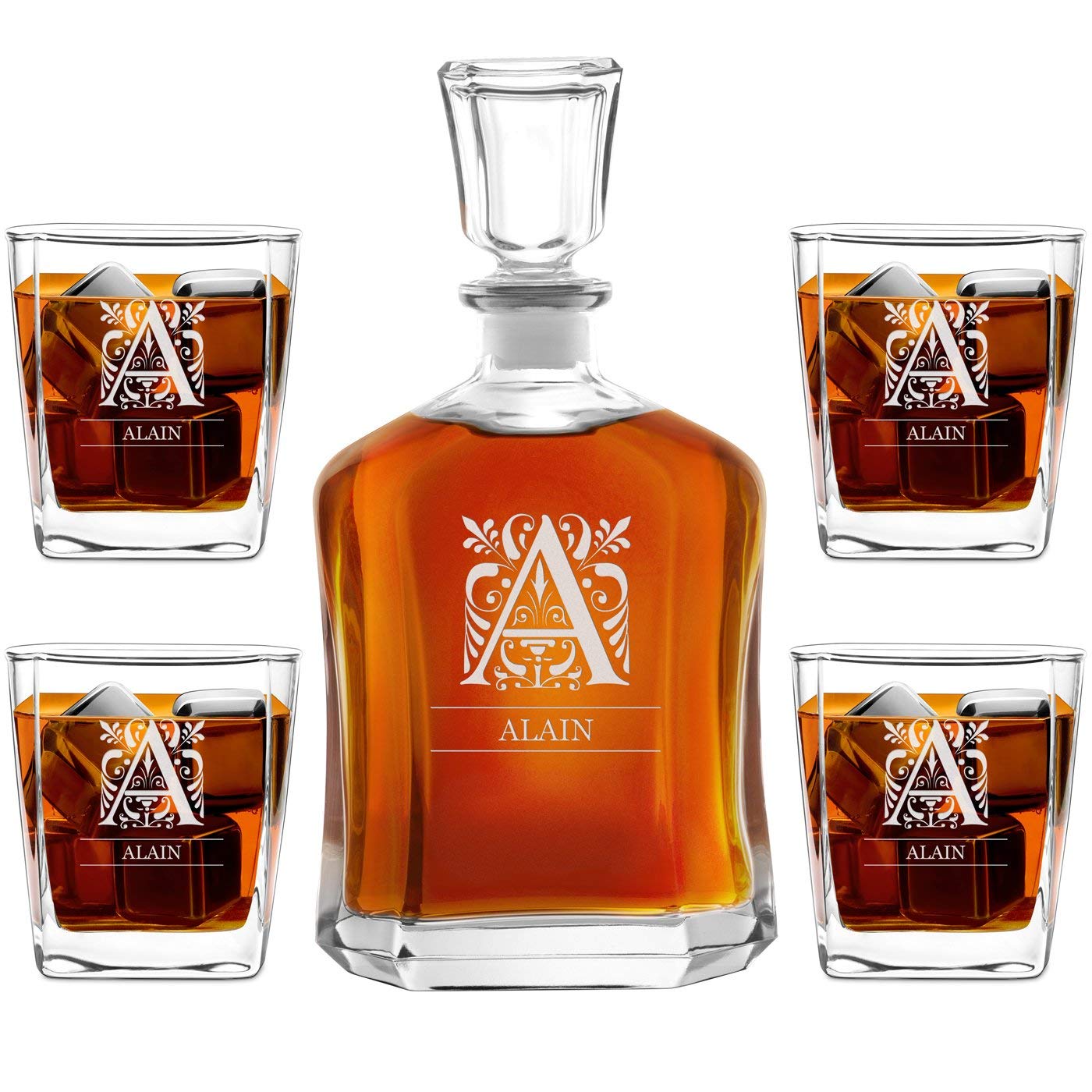 Service universel verre whisky et carafe personnalisée rhum cognac