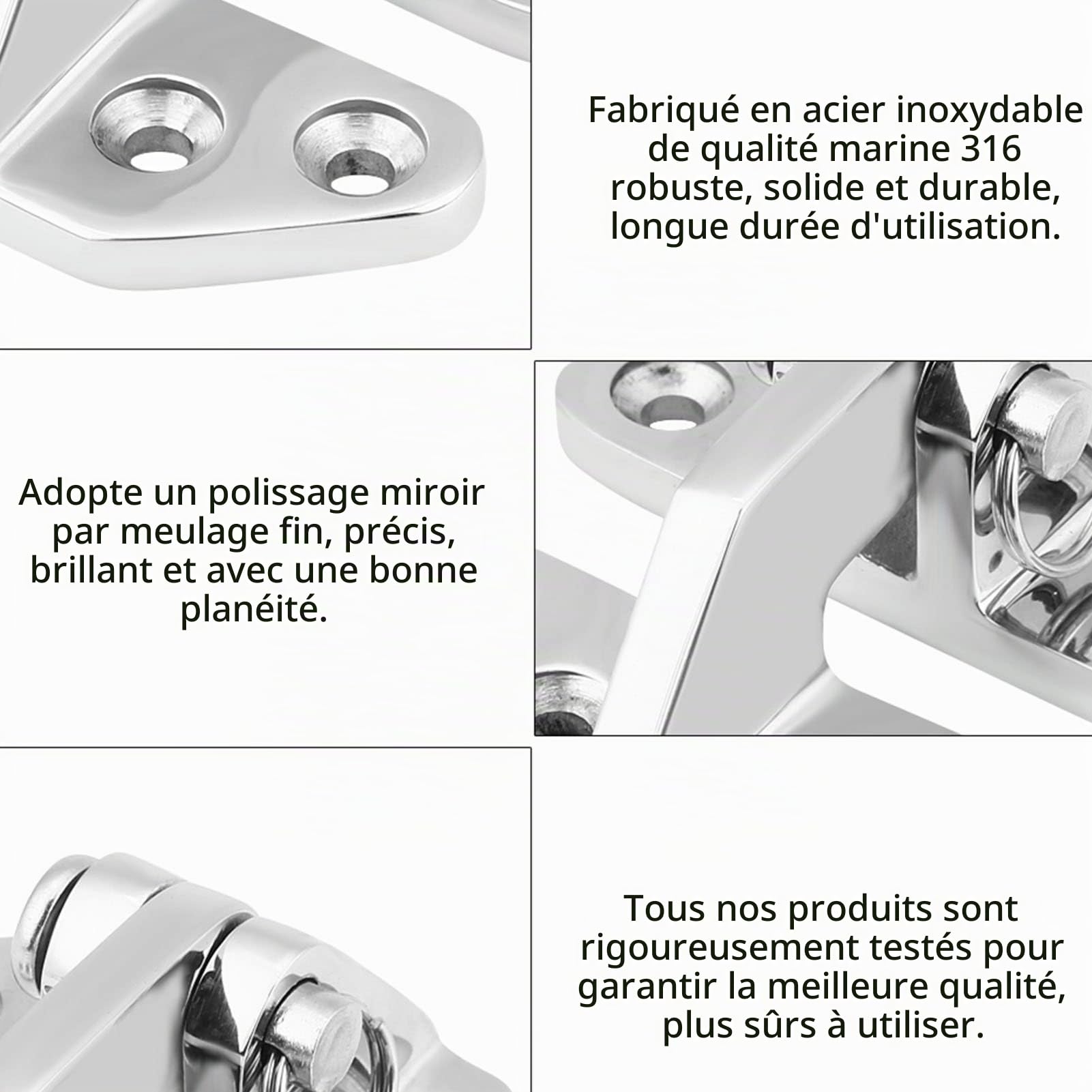 Joyzan Charnière de Trappe, Trappe Bateau Charnières Portes Polies 316 Acier Inoxydable Poli Polissage Goupille Amovible Marine Quincaillerie Miroir D'acier Porte Acier Cabinet Plateforme Marin Garage