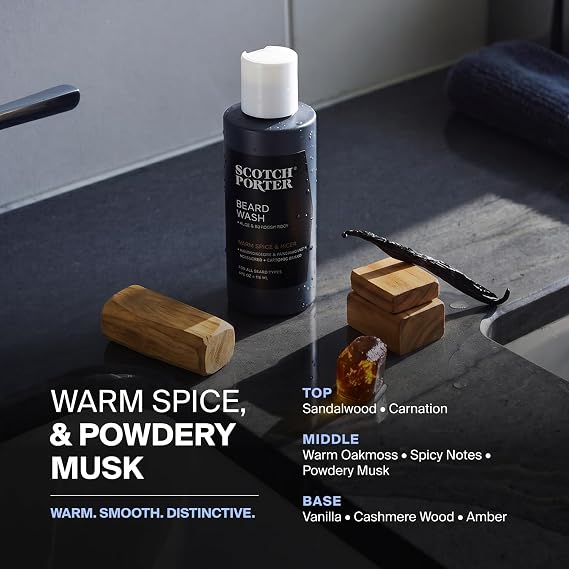 Scotch Porter Moisturizing Beard Wash Shampoo, Warm Spice & Musk