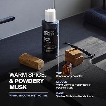 Scotch Porter Moisturizing Beard Wash Shampoo, Warm Spice & Musk