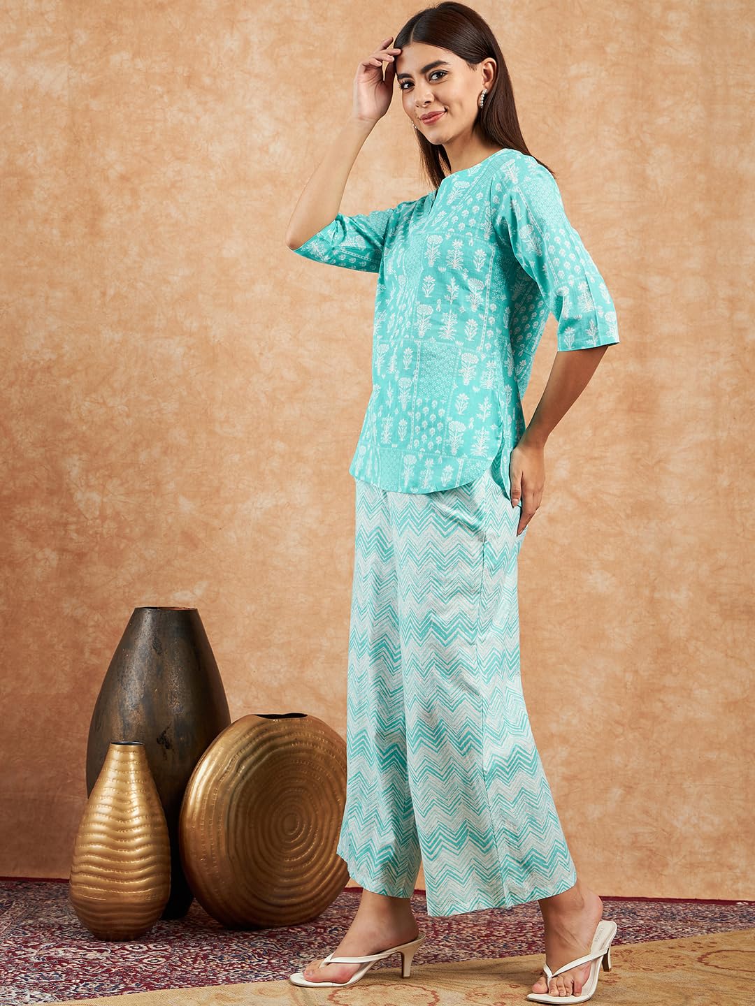 Pivl Conjunto de pijama de algodón estampado de alta calidad para mujer || Conjunto de pijama cómodo y elegante con bolsillos || Conjunto a juego para mujer || Ropa de dormir para mujer ||